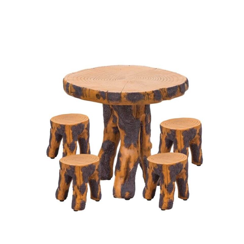 Vitreous Outdoor-Esstisch mit natürlicher Oberfläche, runder Tischplatte, Casual-Stil, 31,5"L x 31,5"B x 27,6"H, nur Tisch