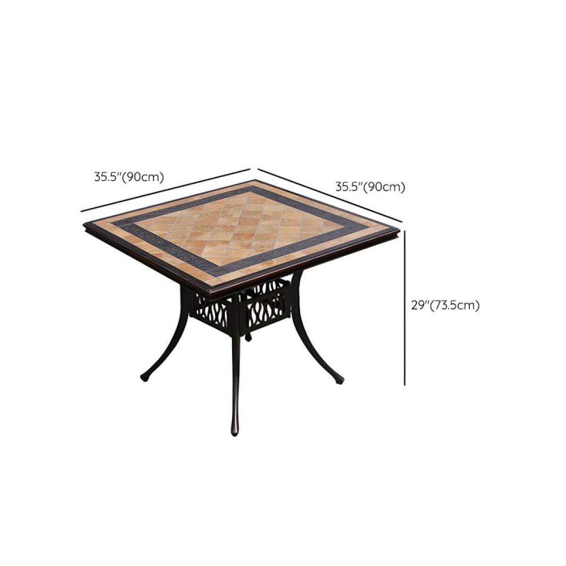Dimension of Moderner Outdoor-Patio-Tisch aus Keramik, rostbeständiger Patio-Tisch mit Aluminiumrahmen - Nur Tisch 35,5"L x 35,5"B x 28,9"H