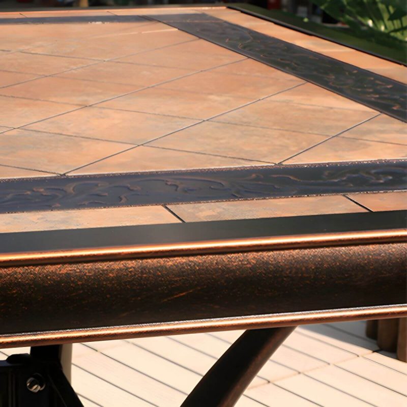 Moderner Outdoor-Patio-Tisch aus Keramik, rostbeständiger Patio-Tisch mit Aluminiumrahmen - Nur Tisch 35,5"L x 35,5"B x 28,9"H