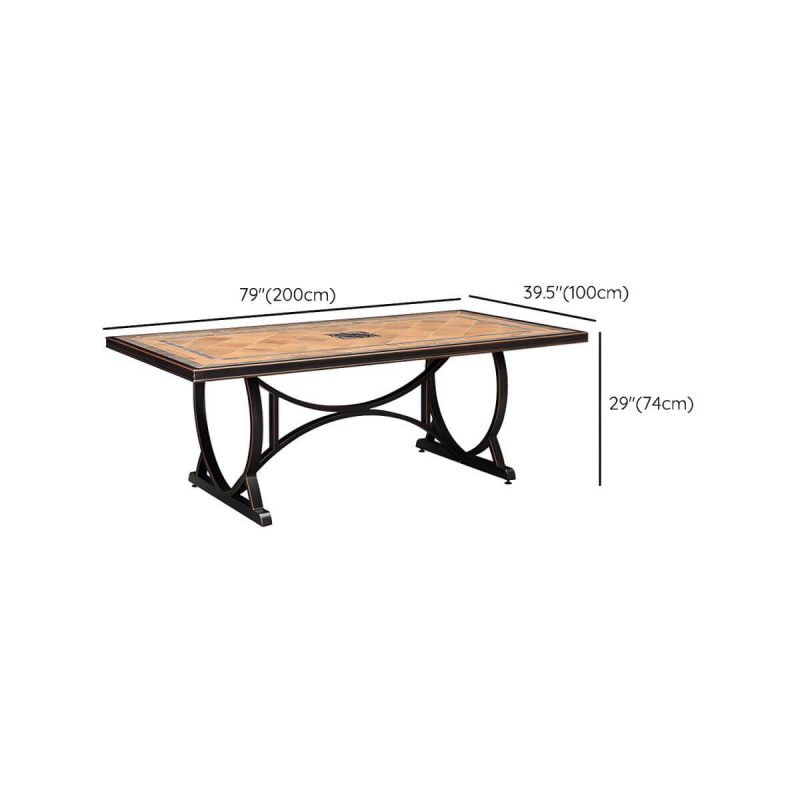 Dimension of Stein/Keramik-Esstisch Outdoor Aluminium-Gestell Terrassentisch in Braun - Nur Tisch 79"L x 39"B x 29"H