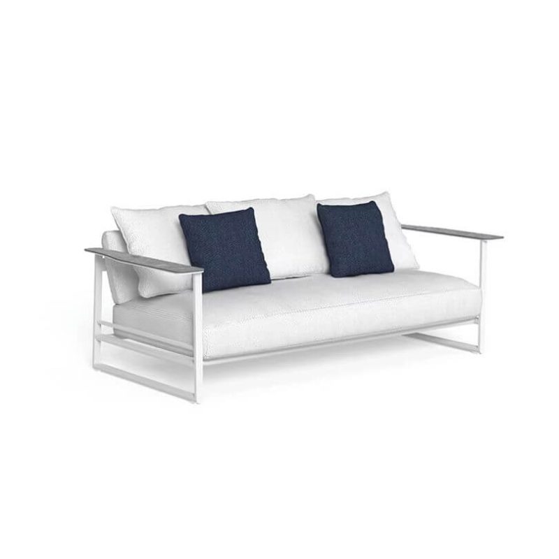 5-teiliges Set Weiß getünchte Outdoor-Sofa-Sitzgruppe, Baumwoll-Leinen, 2 Tische, 5-teiliges Set (2 Stühle & Loveseats & 2 Couchtische)