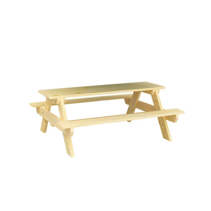 Zeitgenössischer Massivholz-Picknicktisch rechteckig wasserfester Picknicktisch - Holzfarbe Tisch 63"L x 24"B x 28"H nur Tisch