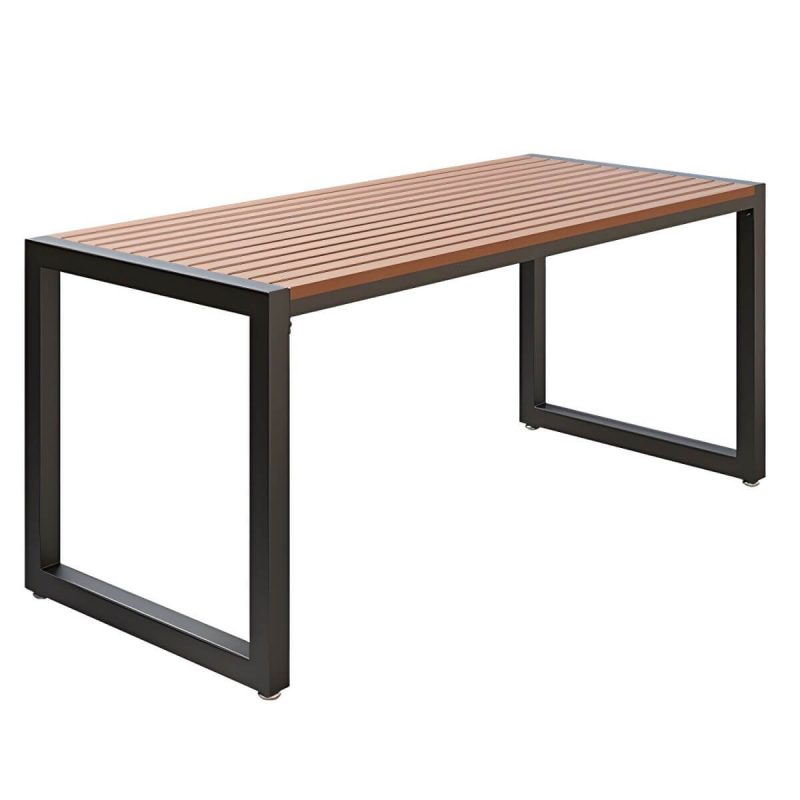 Moderner Terrassentisch aus hergestelltem Holz, wasser- und UV-beständig - 160 x 70 x 75 cm, nur schwarzer Tisch