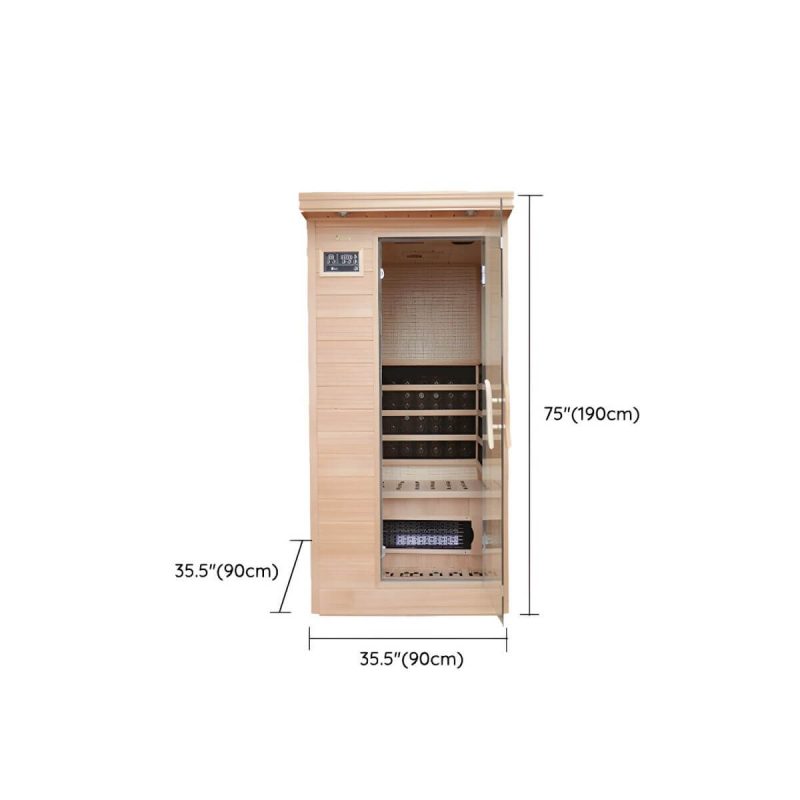 Dimension of Premium Holz Infrarotsauna mit LED-Beleuchtung und Bluetooth, ideal für den Innenbereich - 35"L x 35"B x 75"H Nicht verfügbar