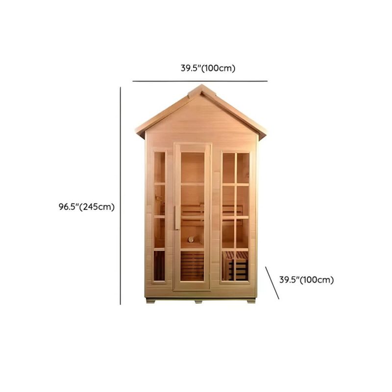 Dimension of 1 Sitz Hemlock FAR Infrarot-Sauna mit LED-Beleuchtung und Bluetooth - Natur 39"L x 39"B x 96"H