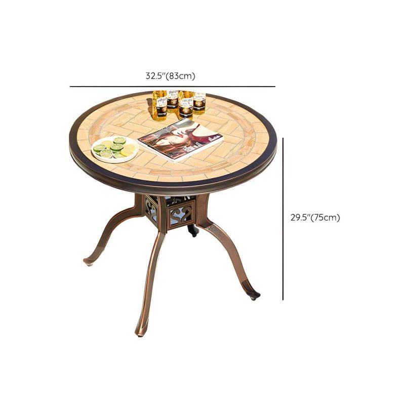 Dimension of Moderner Outdoor-Patio-Tisch aus Keramik, rostbeständiger Patio-Tisch mit Aluminiumrahmen - Nur Tisch 33"L x 33"B x 30"H