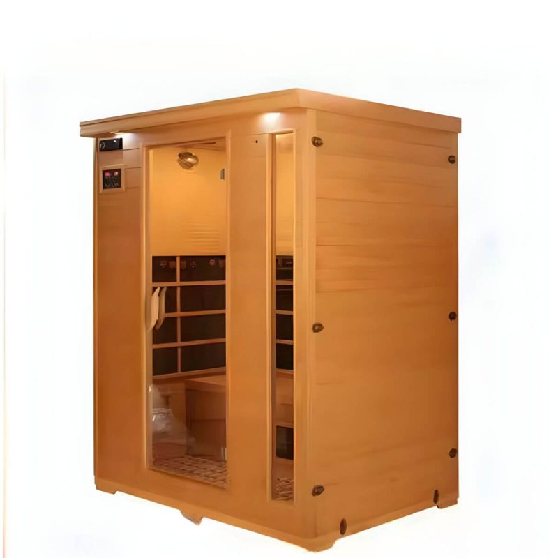 Holz-Rechteck-FAR-Infrarot-Sauna mit LED-Beleuchtung und Bluetooth-Kompatibilität - 59"L x 47"B x 75"H