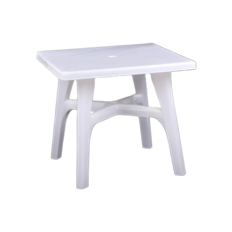 Outdoor-Plastik-Patio-Tisch im zeitgenössischen Stil in runder/quadratischer Form - Rot 35"L x 35"B x 28"H Nur Tisch