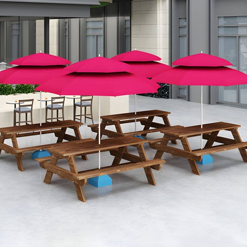 Zeitgenössischer Massivholz-Picknicktisch rechteckig wasserfester Picknicktisch - Braun 51"L x 24"B x 27,5"H Tisch nur Tisch