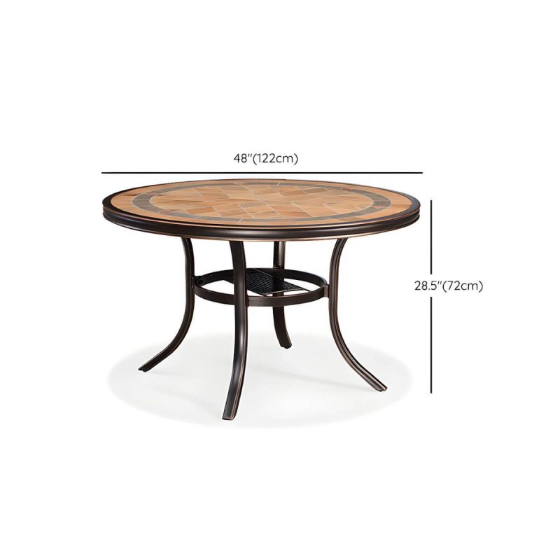 Dimension of Stein/Keramik-Esstisch Outdoor Aluminium-Gestell Terrassentisch in Braun - Nur Tisch 48"L x 48"B x 28"H