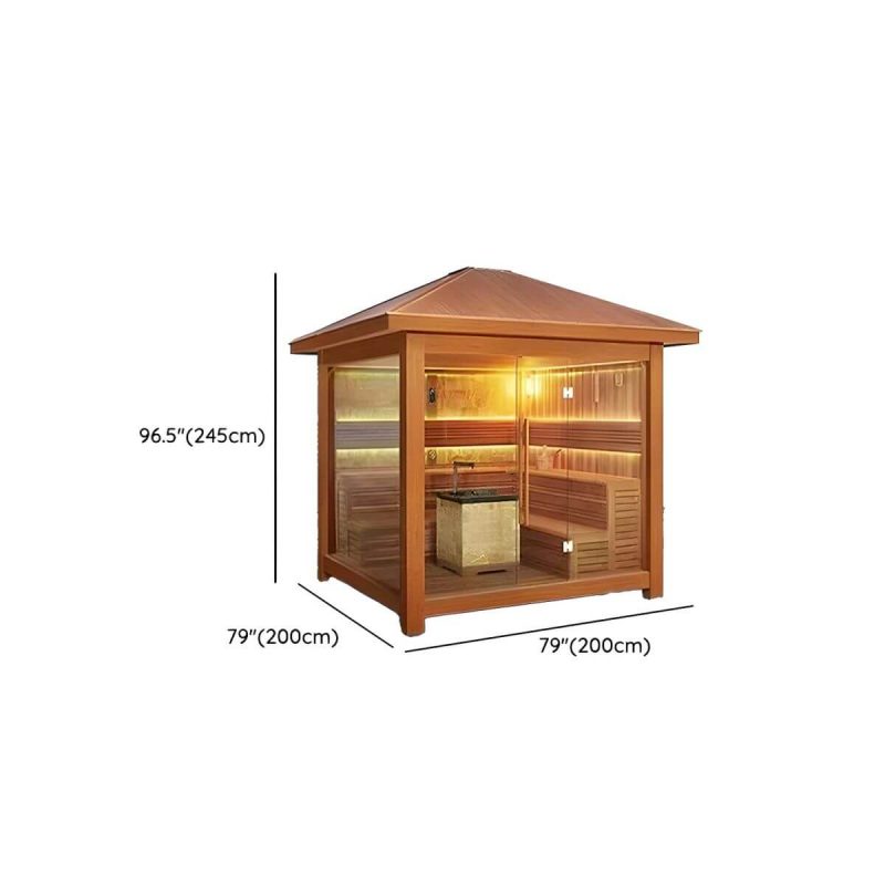 Dimension of 1 Sitz Hemlock FAR Infrarotsauna mit LED-Beleuchtung und Bluetooth - Natur 79"L x 79"B x 96"H