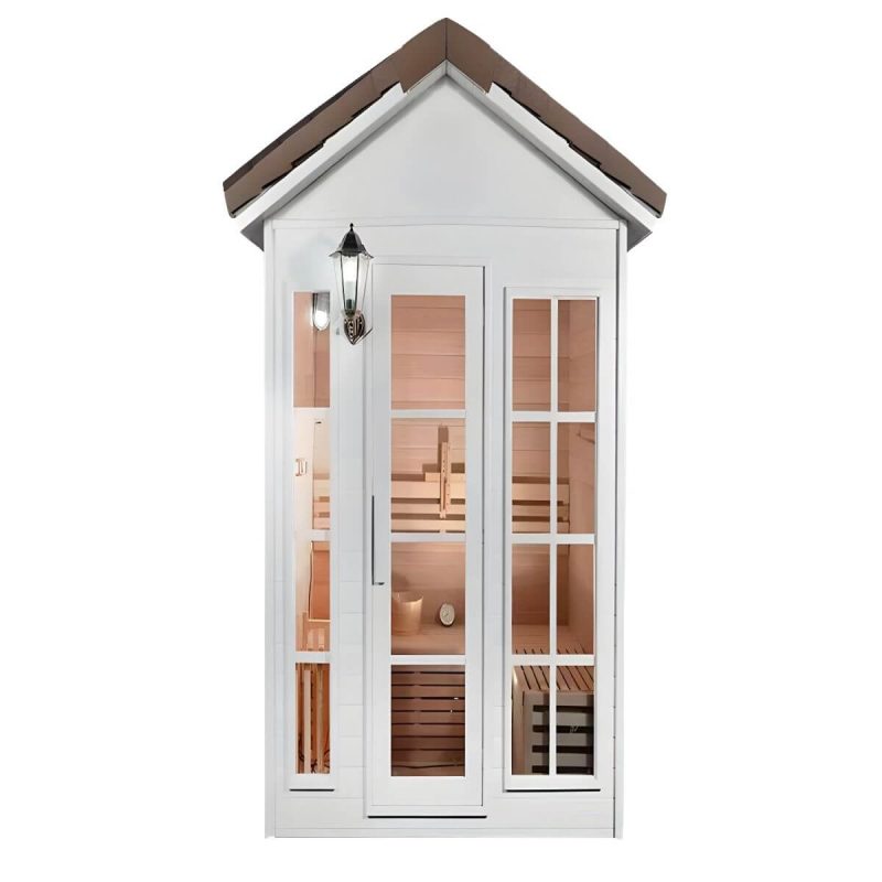 1 Sitz Hemlock FAR Infrarotsauna mit LED-Beleuchtung und Bluetooth - Weiß 39"L x 39"B x 96"H