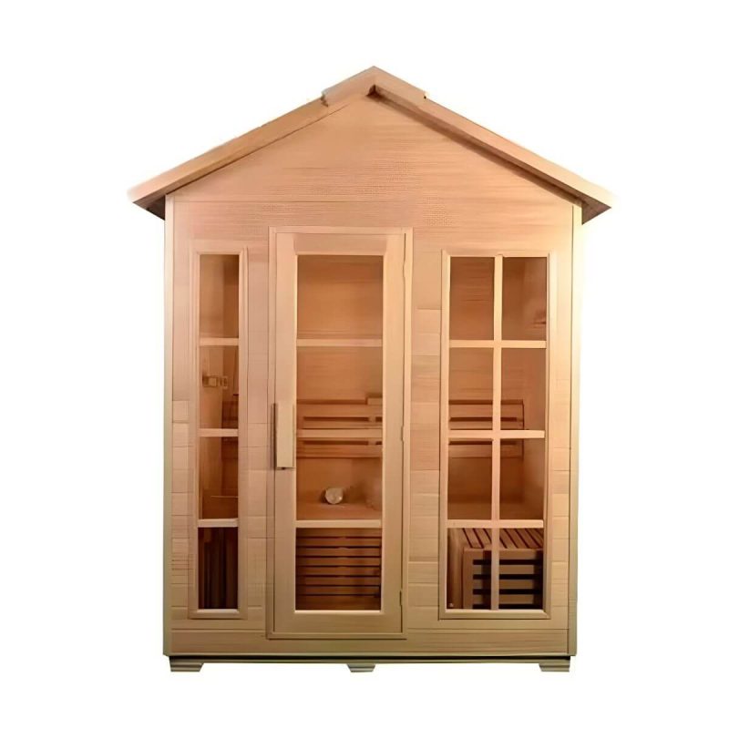 1 Sitz Hemlock FAR Infrarotsauna mit LED-Beleuchtung und Bluetooth - Natur 59"L x 47"B x 96"H