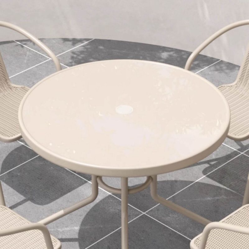 Rostbeständiges Outdoor-Essset, Kreide Vitreous Rechteckig 5-teilig mit Stuhl und Tisch, Weiß, Tisch & 4 Stühle