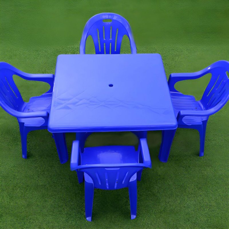 Outdoor-Plastik-Patio-Tisch im zeitgenössischen Stil in runder/quadratischer Form - Blau 31,5"L x 31,5"B x 27,6"H Nur Tisch