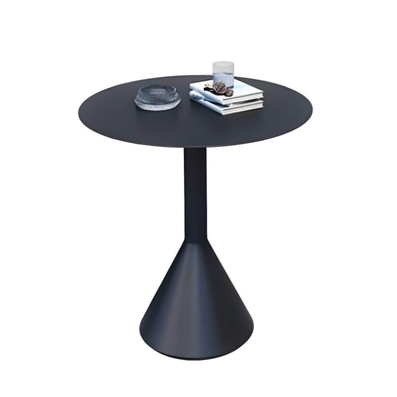 Zeitgenössischer Outdoor-Rund-/Quadrattisch Eisen Rostbeständiger Couchtisch - Schwarzer Rund Nur Tisch