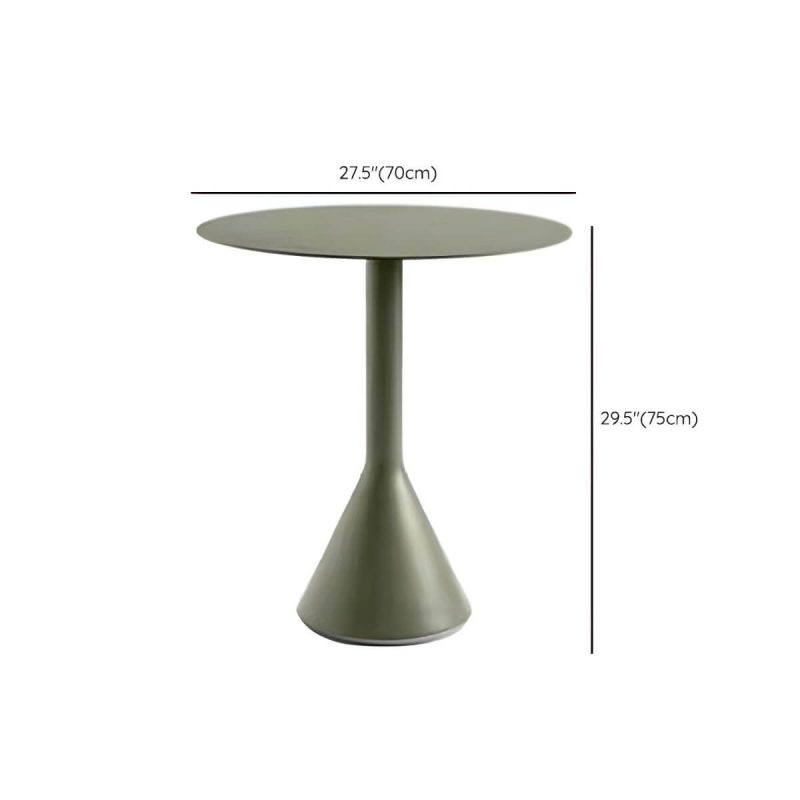 Dimension of Wasserfester Eisen-Patio-Tisch Moderne Grüne Metall-Couchtisch - 27,6"L x 27,6"B x 29,5"H Runder Tisch Nur