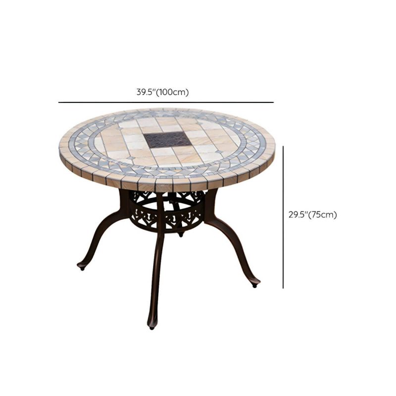 Dimension of Moderner Outdoor-Patio-Tisch aus Keramik, rostbeständiger Patio-Tisch mit Aluminiumrahmen - Nur Tisch 39,4"L x 39,4"B x 29,5"H