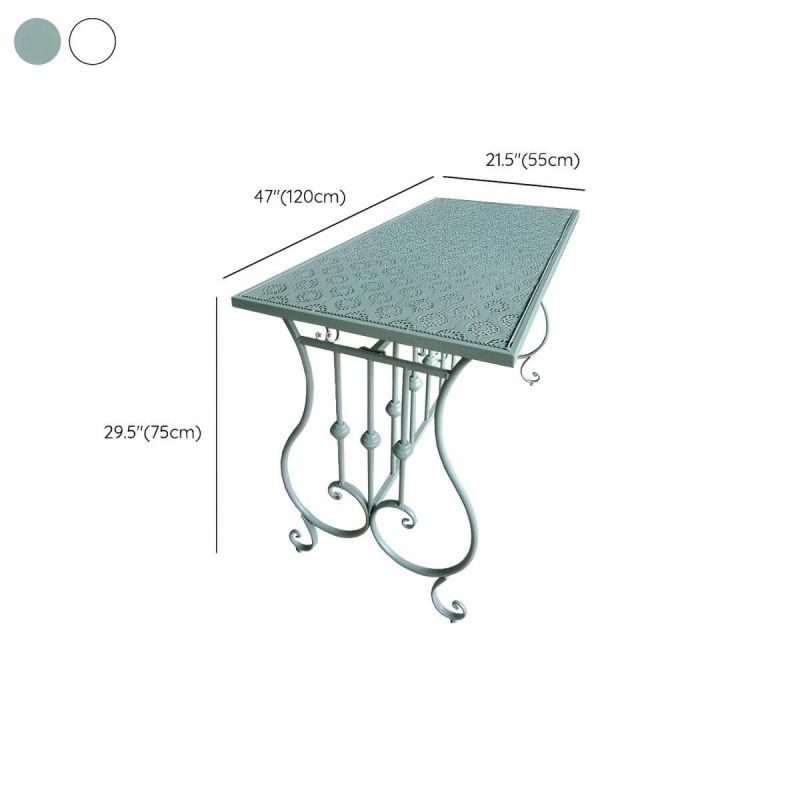 Dimension of Französisches Landhaus Rechteckiger Metall-Gartentisch ohne Sonnenschirmloch, wasserdicht und langlebig - Nur Tisch Grün