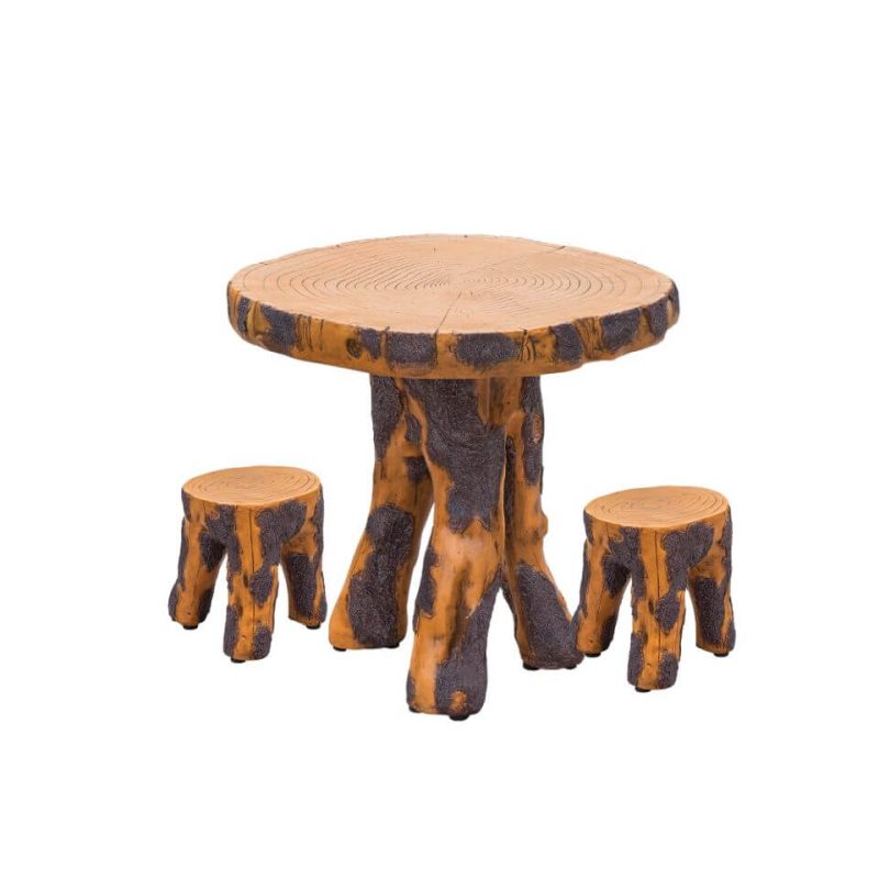 Vitreous Outdoor-Esstisch mit natürlicher Oberfläche, runder Tischplatte, Casual-Stil, 35,4"L x 35,4"B x 29,1"H, nur Tisch