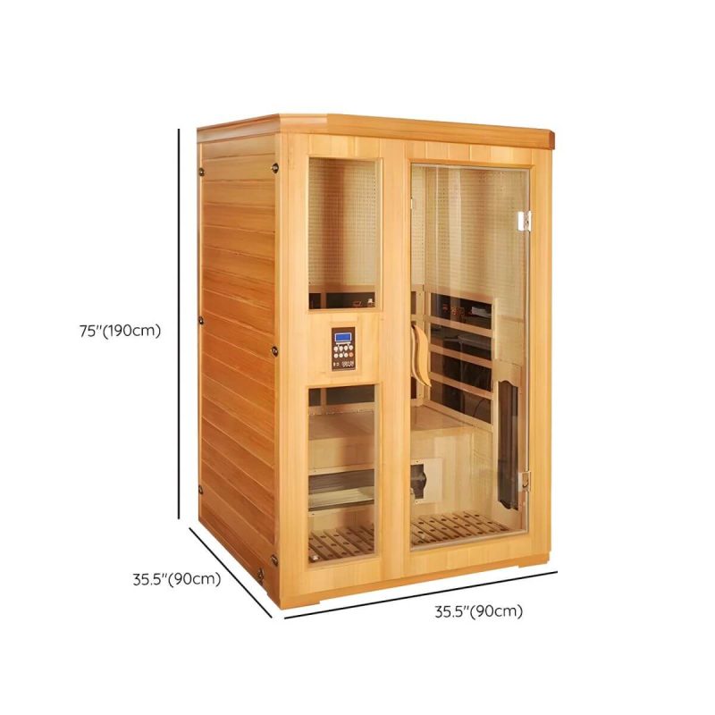 Dimension of Holz-Infrarotkabine mit 1 Tür, beige, LED-Beleuchtung und Belüftung - 35"L x 35"B x 75"H