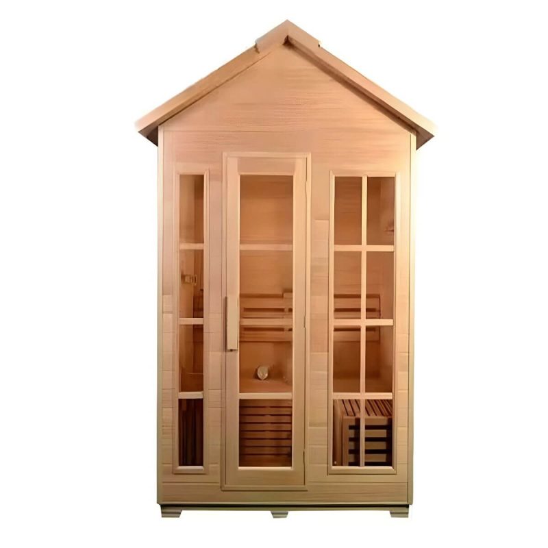 1 Sitz Hemlock FAR Infrarotsauna mit LED-Beleuchtung und Bluetooth - Natur 39"L x 39"B x 96"H