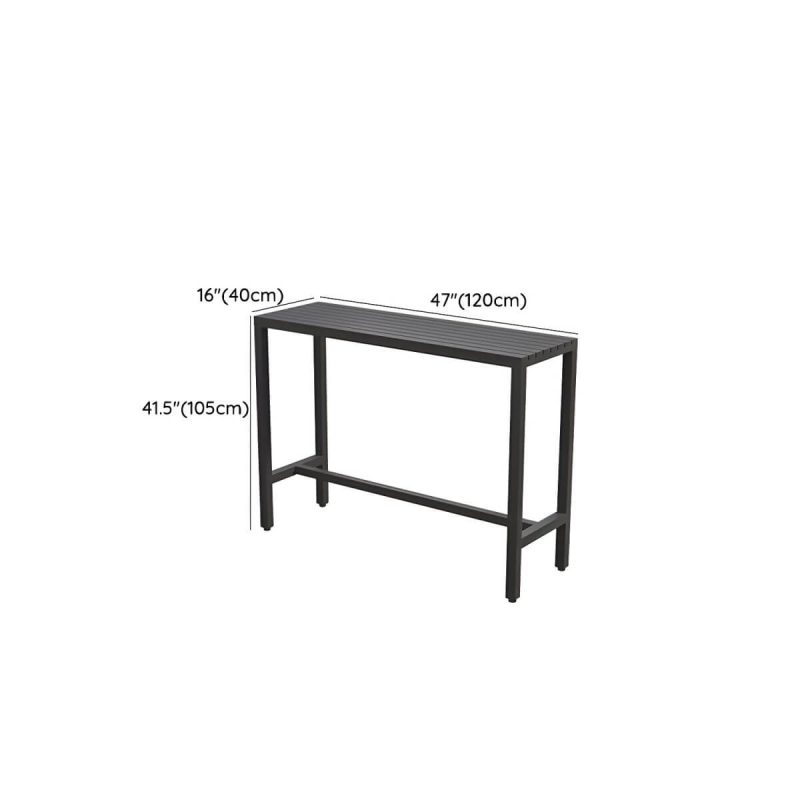 Dimension of Industrieller schwarzer Metall-Patio-Esstisch mit Espresso-Holzplatte - 47,2"L x 15,7"B x 41,3"H Nur Tisch