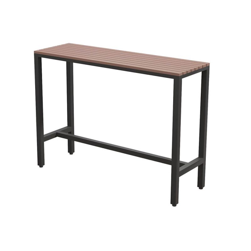 Industrieller Metall- und Holz-Bartisch im Rechteck - Schwarz 47,2"L x 15,7"B x 41,3"H Nur Tisch