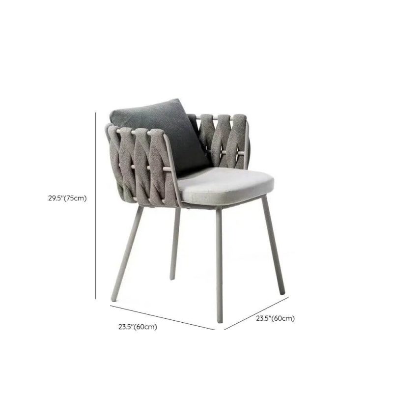 Dimension of Polsterte Taubengraue Terrassen-Esszimmergarnitur mit Stuhl und Tisch, 5-teilig Wetterfest Minimalistisch, 63"L x 35,5"B x 29,1"H, Tisch & 4 Stühle
