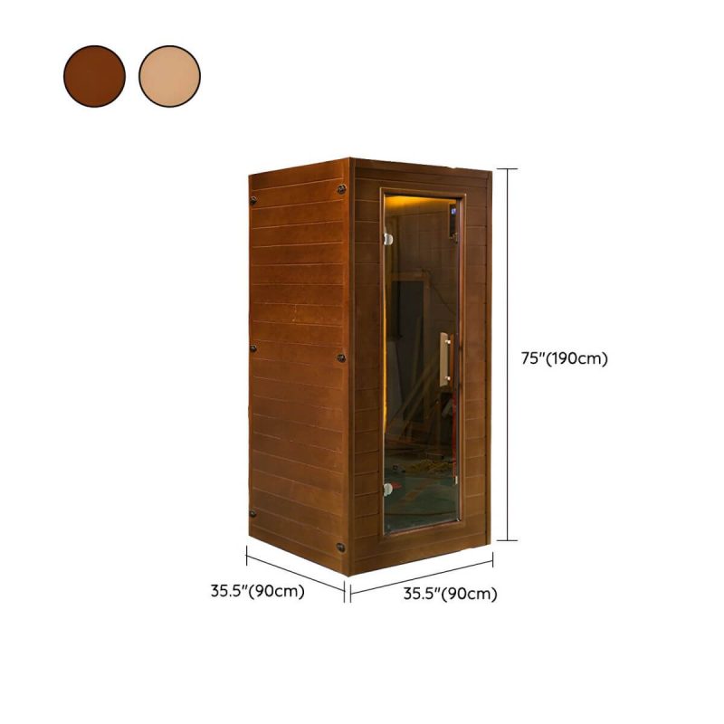 Dimension of Luxuriöse 1-Personen-Holz-FAR-Infrarotsauna mit LED-Beleuchtung und Bluetooth - Beige Einzel