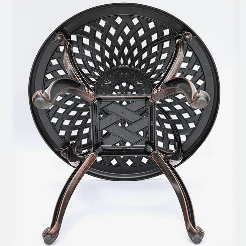 Moderner Outdoor-Seitentisch aus Aluminium in Gunmetal für 2 Personen mit runder/quadratischer Tischplatte und Stauraum - Nur quadratischer/rechteckiger Tisch