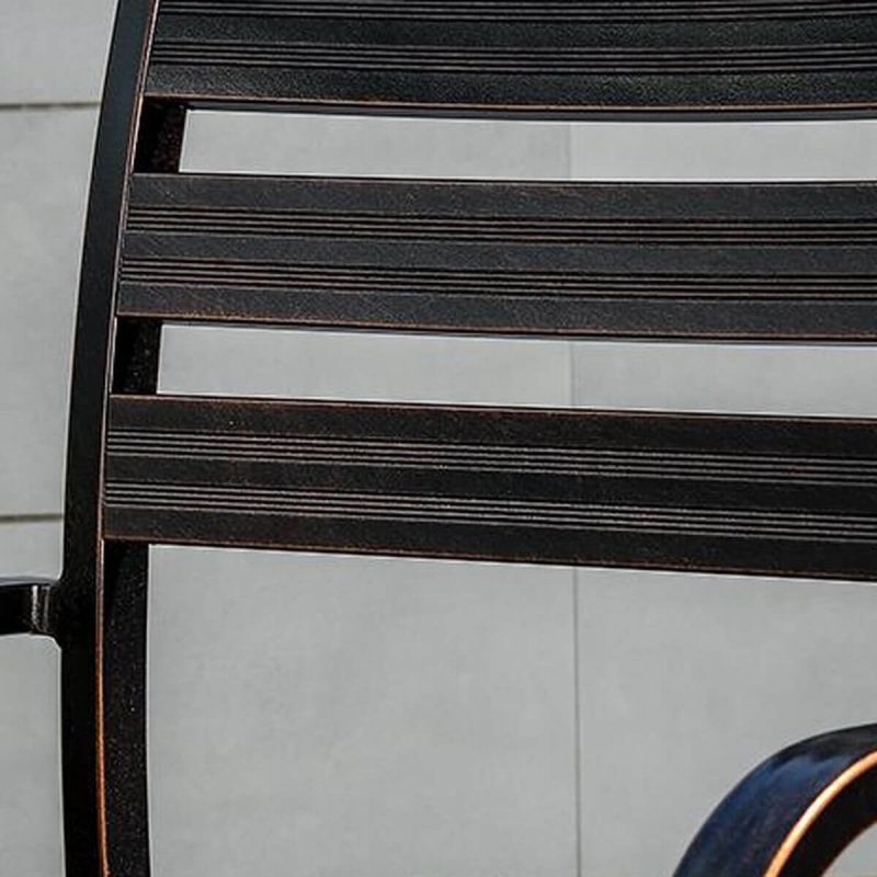 9-teiliges Set Casual Alloy Patio Esszimmer-Set mit wetterfester Tinte Tisch und Stühlen, Schwarz, 79"L x 35"B x 28"H, Tisch & 8 Stühle