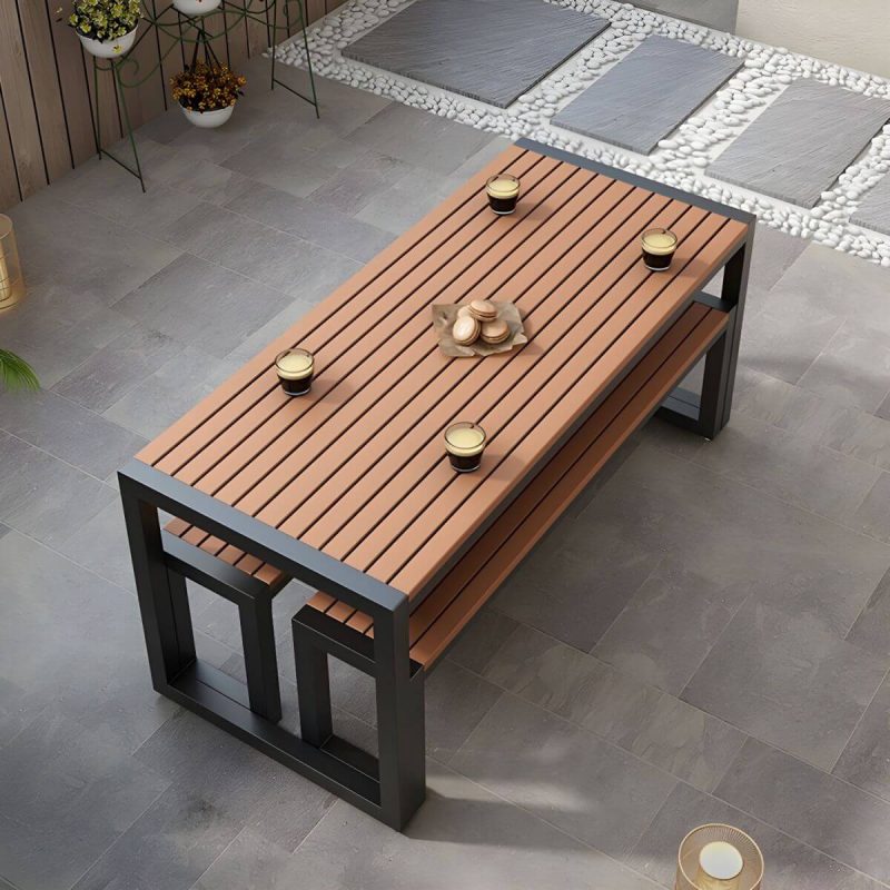 Moderner Terrassentisch aus hergestelltem Holz, wasser- und UV-beständig - 160 x 70 x 75 cm, nur weißer Tisch