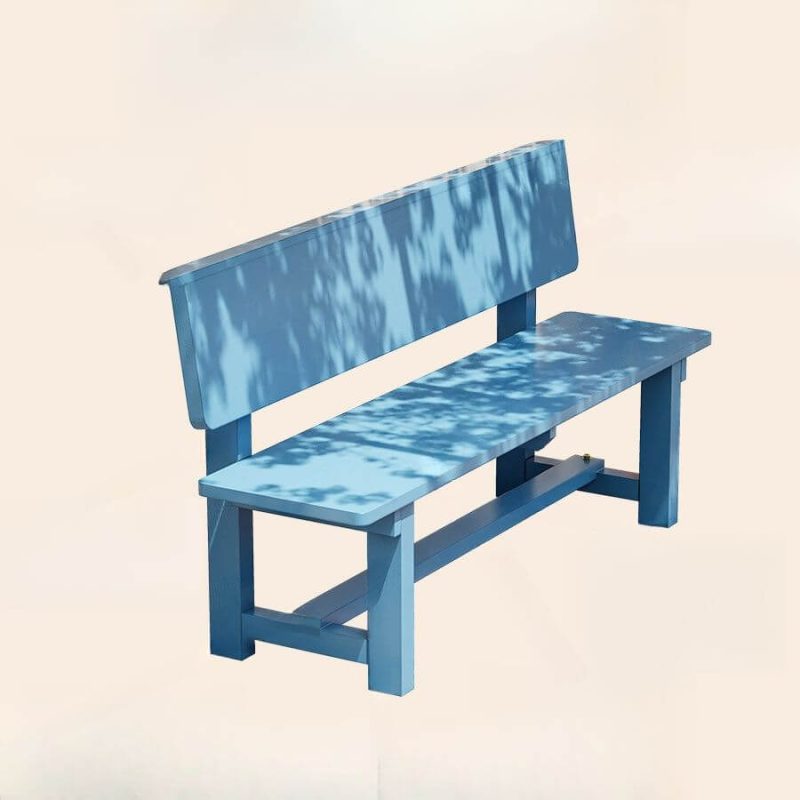 Zeitgenössisches Holz-Gartenbänkchen mit Rückenlehne in unfertiger Farbe/Kreide/Azur - Blau 71"L x 15"B x 31"H