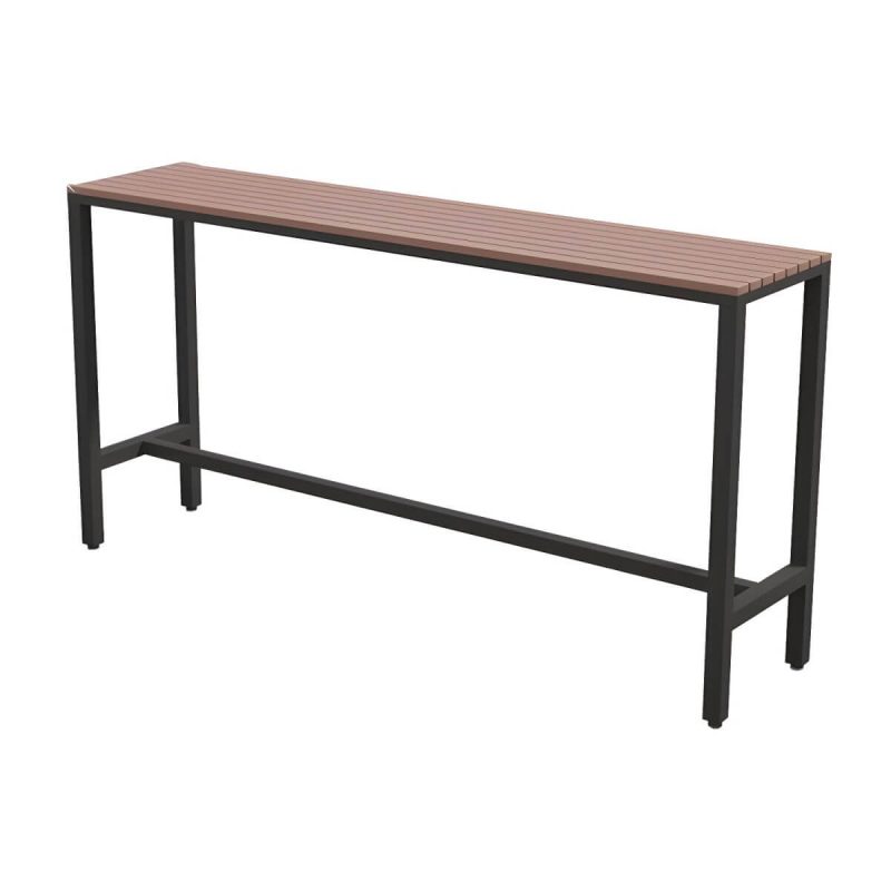 Industrieller Metall- und Holz-Bartisch im Rechteck - Schwarz 86,6"L x 15,7"B x 41,3"H Nur Tisch