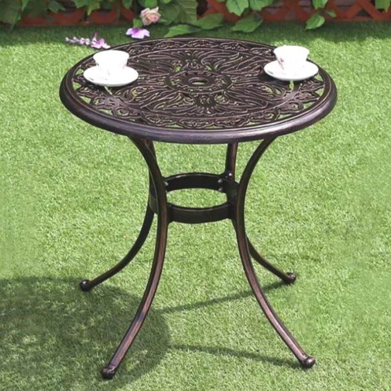 Moderner runder/quadratischer Outdoor-Bistrotisch aus Aluminium, feuerfest - 23,6"L x 23,6"B x 20"H