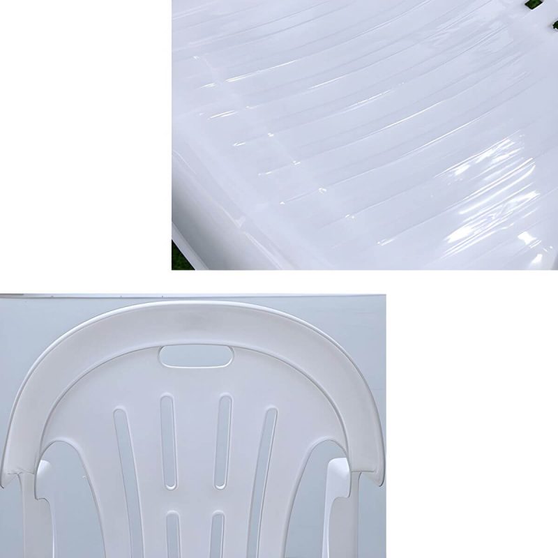 Outdoor-Plastik-Patio-Tisch im zeitgenössischen Stil in runder/quadratischer Form - Weiß 43"L x 43"B x 27,5"H Nur Tisch