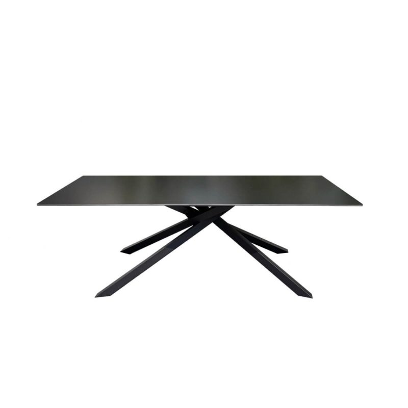 Stein-Patio-Esstisch mit schwarzer Tischplatte, UV-beständiges rechteckiges Design im Art-Deco-Stil, 63"L x 35,4"B x 29,5"H, nur Tisch
