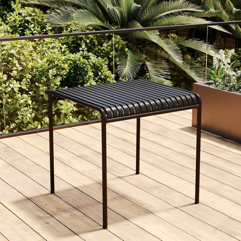 Metall-Gartentisch im zeitgenössischen Stil, wasserbeständig in rechteckiger/quadratischer Form - Nur Tisch 27.6"L x 27.6"B x 29.5"H Schwarz