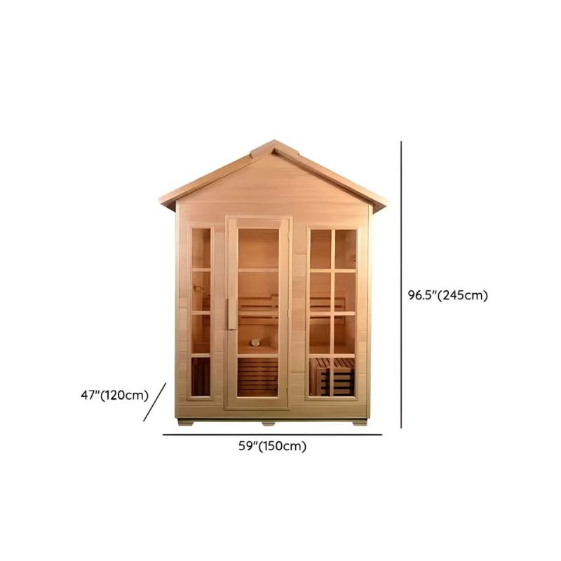 Dimension of 1 Sitz Hemlock FAR Infrarot-Sauna mit LED-Beleuchtung und Bluetooth - Natur 59"L x 47"B x 96"H