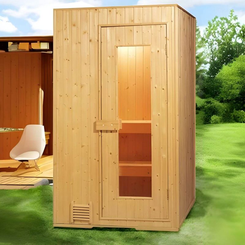 Indoor-/Outdoor-Tannenholzsauna mit temperierter Glastür und enthaltenen Lüftungen - 39"L x 39"B x 82"H