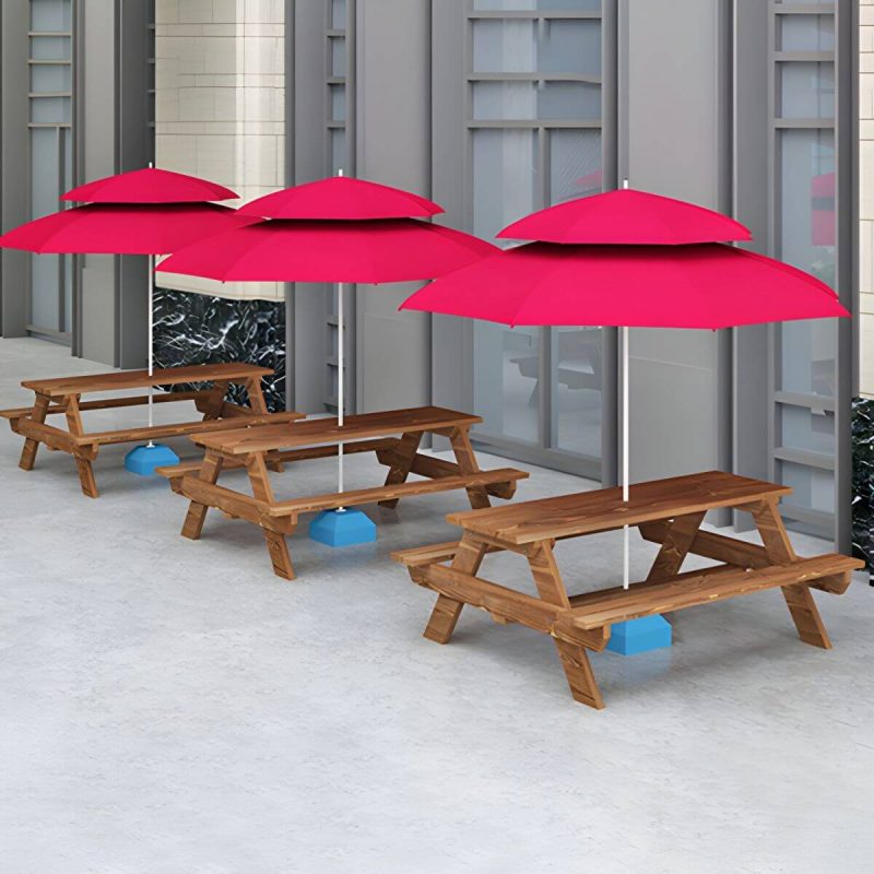 Zeitgenössischer Massivholz-Picknicktisch rechteckig wasserfester Picknicktisch - Holzfarbe 59"L x 24"B x 27,5"H Tisch nur Tisch
