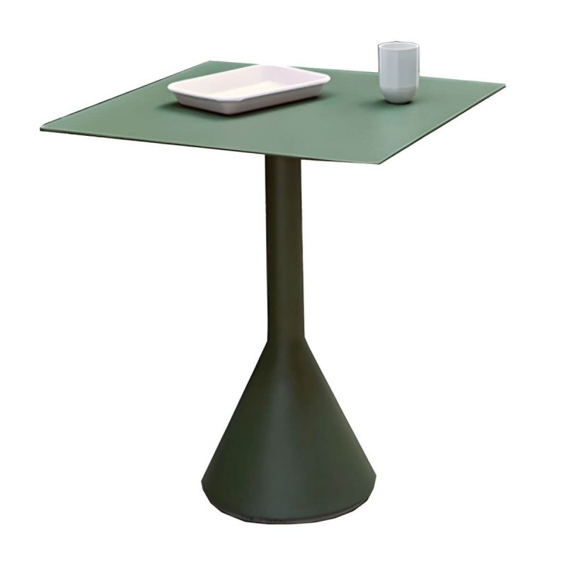 Zeitgenössischer Metall-Patio-Tisch rund/quadratisch wasserbeständig in Grün - Nur Tisch 30"L x 30"B x 29"H