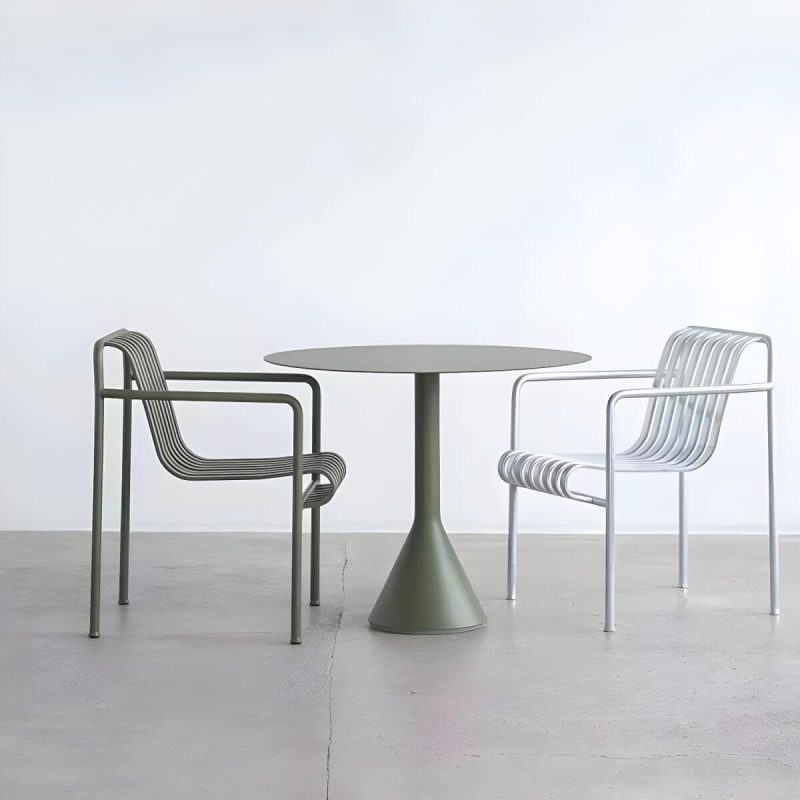 Zeitgenössischer Metall-Patio-Tisch rund/quadratisch wasserbeständig in Grün - 27,6"L x 27,6"B x 29,1"H Nur Tisch