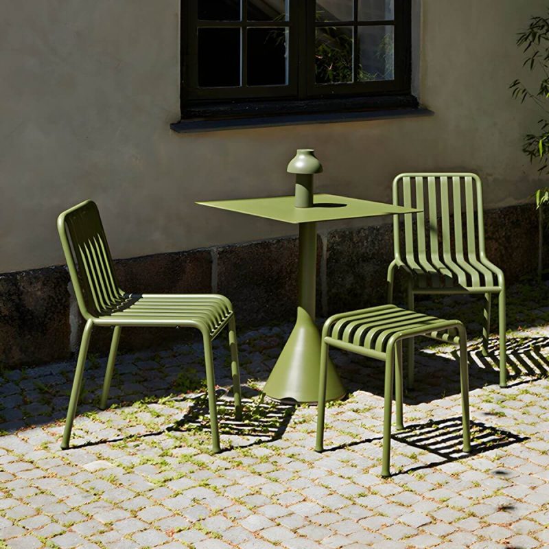 Zeitgenössischer Metall-Patio-Tisch rund/quadratisch wasserbeständig in Grün - 23,6"L x 23,6"B x 41,3"H Nur Tisch