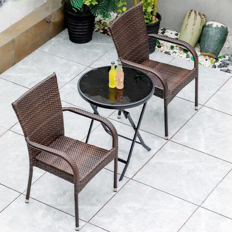 Modernes wetterfestes Ink-Alloy Outdoor-Esszimmerset mit Stuhl und Tisch, 3-teiliges Set, 23,6"L x 23,6"B x 28,3"H, Schreibtisch mit 2 Stühlen