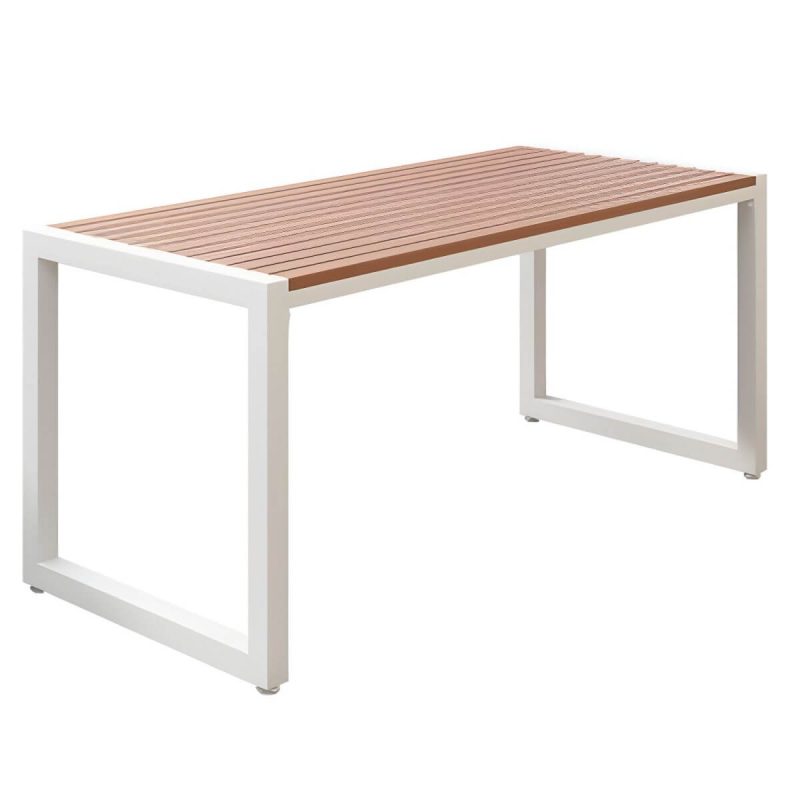 Moderner Terrassentisch aus hergestelltem Holz, wasser- und UV-beständig - 140 x 70 x 75 cm, nur weißer Tisch