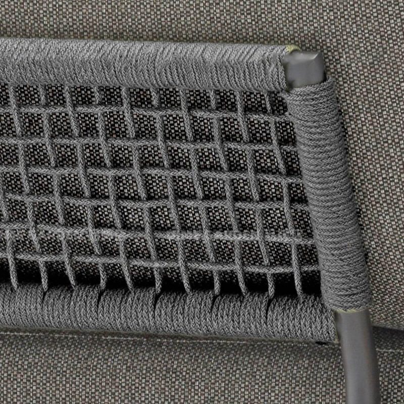 2-teiliges Set Leinenstoff Gartenmöbelgruppe mit orangem Rahmen und Chaisenelement, 2-Sitzer Sofa mit Chaiselongue