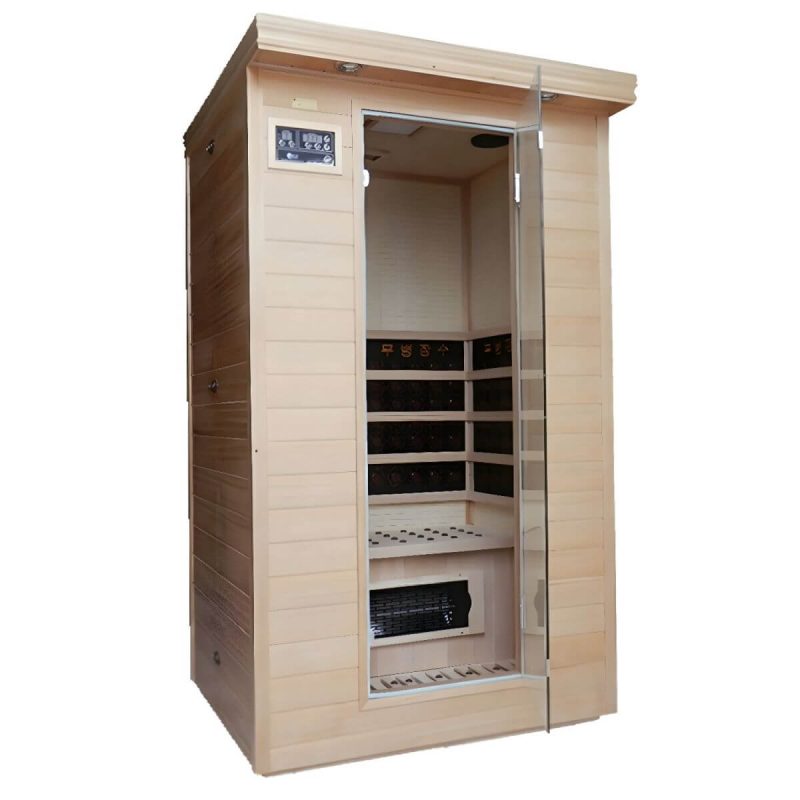 Premium Holz Infrarotsauna mit LED-Beleuchtung und Bluetooth, ideal für den Innenbereich - 43"L x 35"B x 75"H Nicht verfügbar