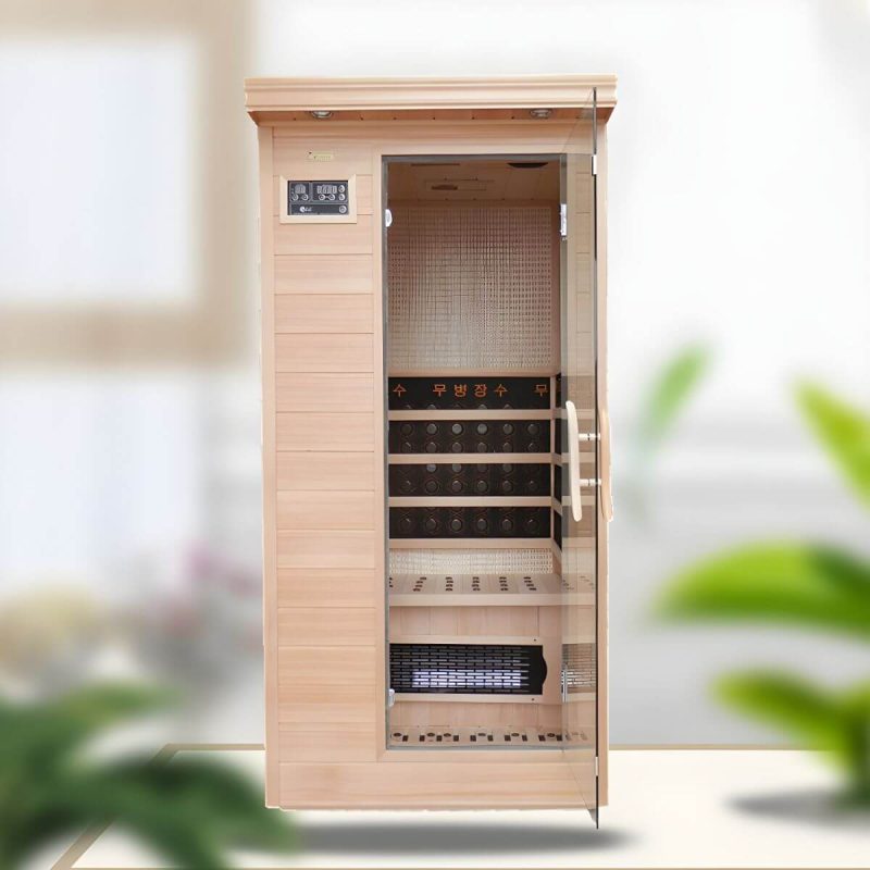 Holz-FAR-Infrarotsauna mit Bluetooth und LED-Beleuchtung - 90 x 90 x 190 cm Split-Type